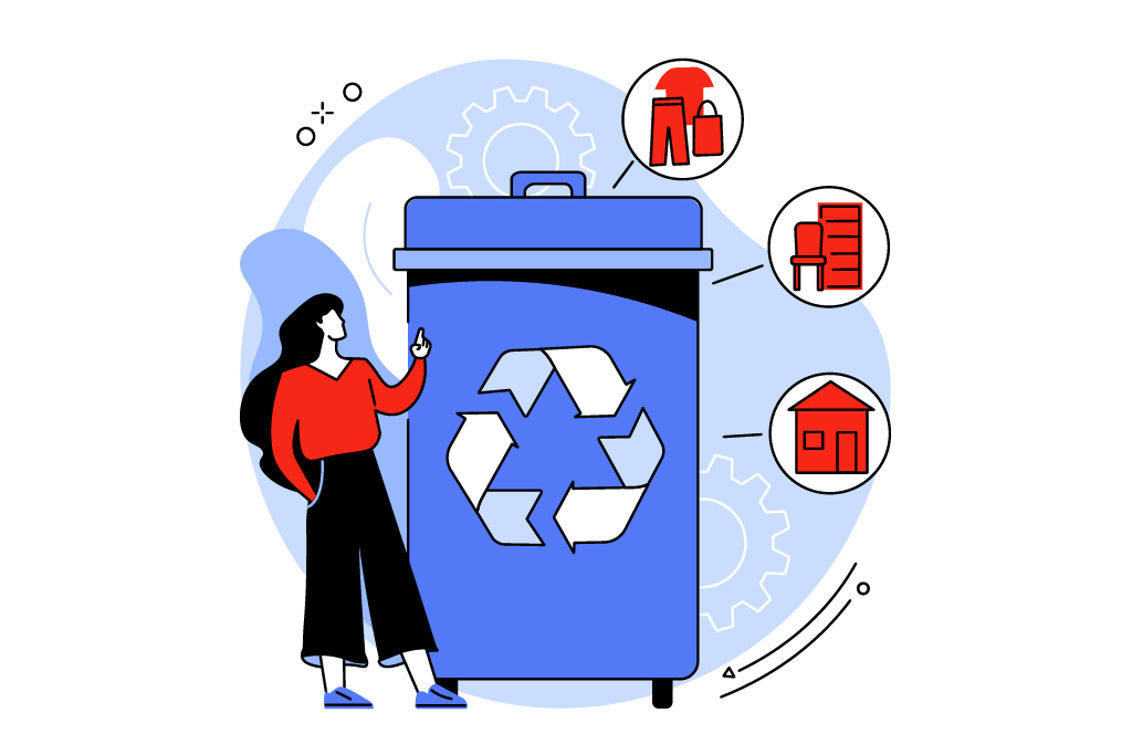 Mujer intentando reciclar