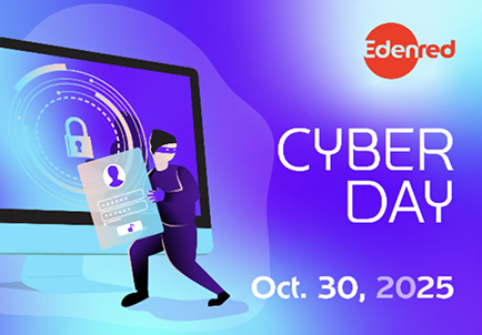 Ilustración digital de Cyber Day 2025 de Edenred con concepto de seguridad informática